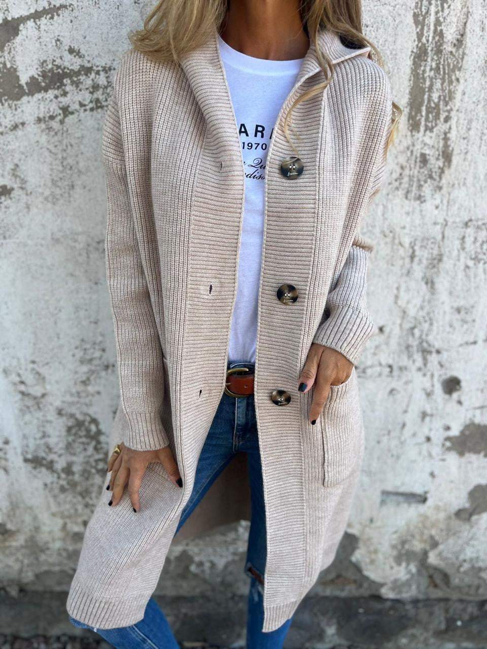 Gilet très long côtelé à capuche — Amielle Paris