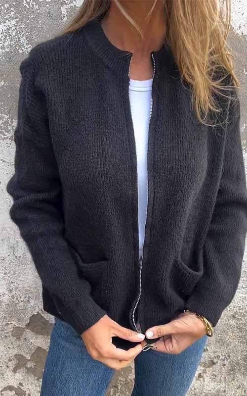 Gilet côtelé zippé à col montant — Amielle Paris