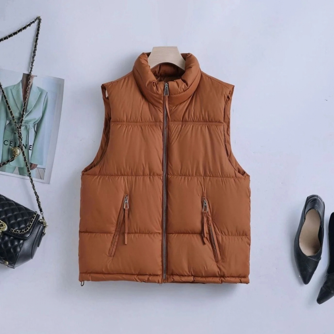Camille — Gilet sans manches matelassé zippé — Amielle Paris