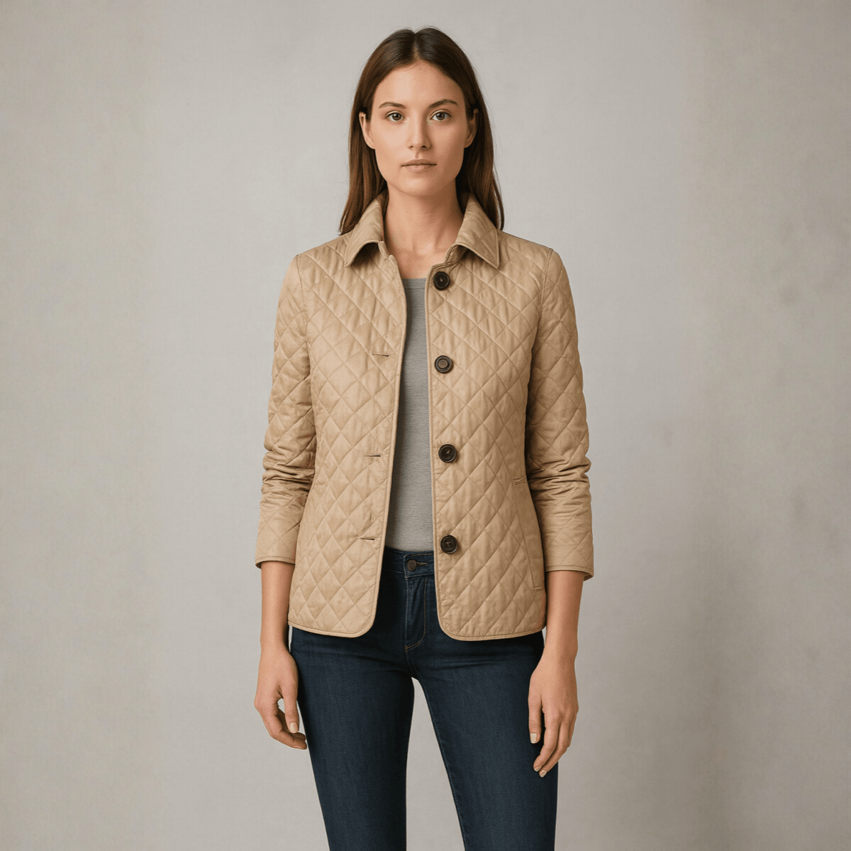 Kiara — Veste matelassée boutonnée à col classique — Amielle Paris