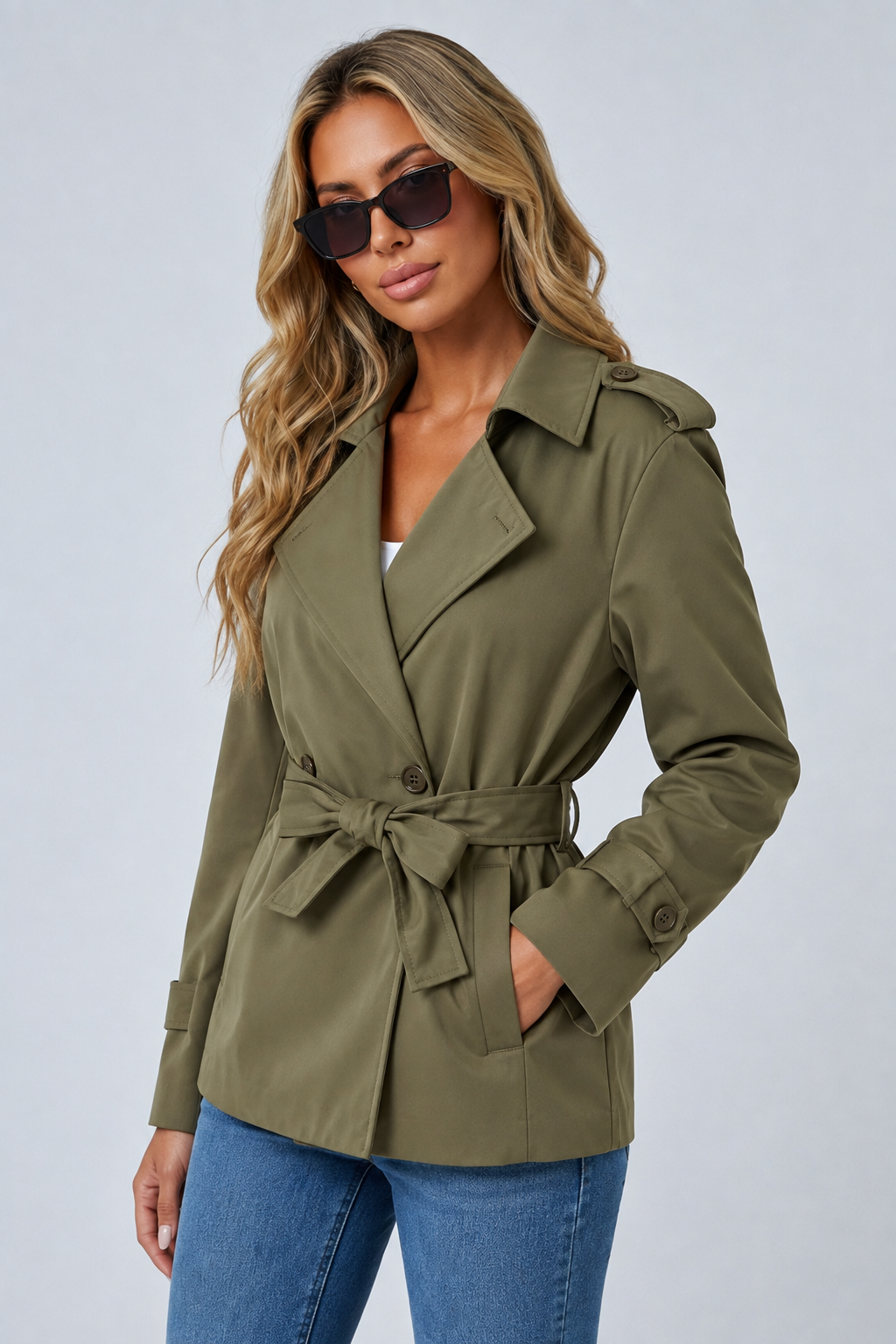 Latifina — Trench court croisé et ceinturé — Amielle Paris