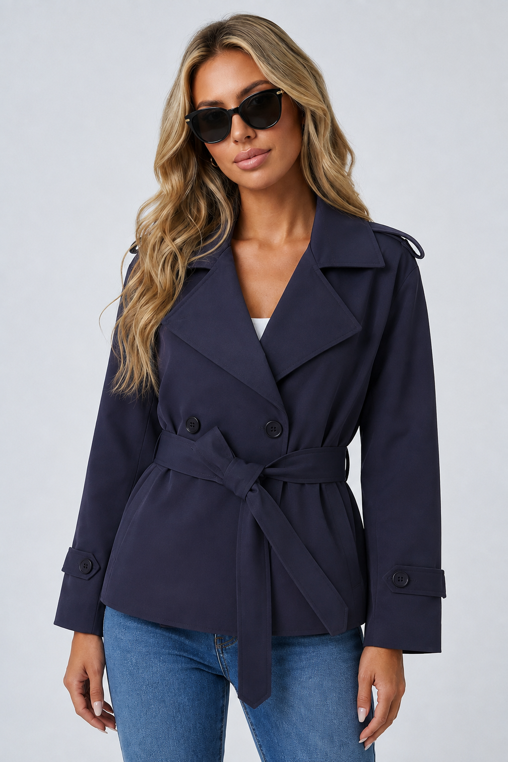 Latifina — Trench court croisé et ceinturé — Amielle Paris