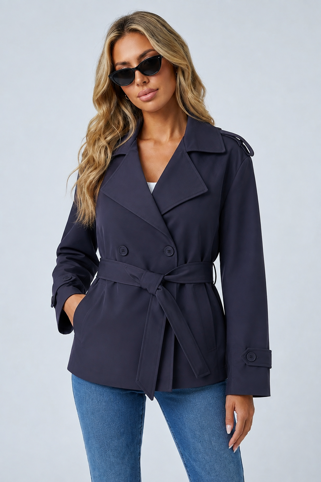 Latifina — Trench court croisé et ceinturé — Amielle Paris