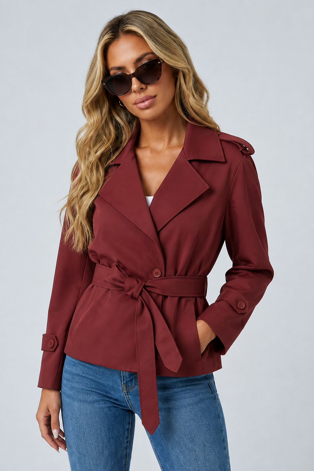 Latifina — Trench court croisé et ceinturé — Amielle Paris