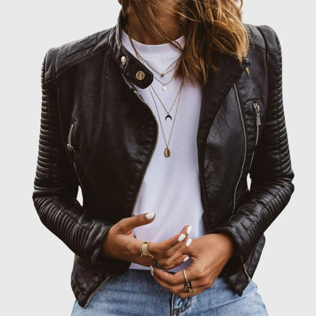 Selene — Veste biker à manches matelassées — Amielle Paris