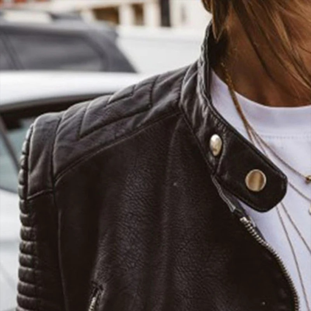 Selene — Veste biker à manches matelassées — Amielle Paris