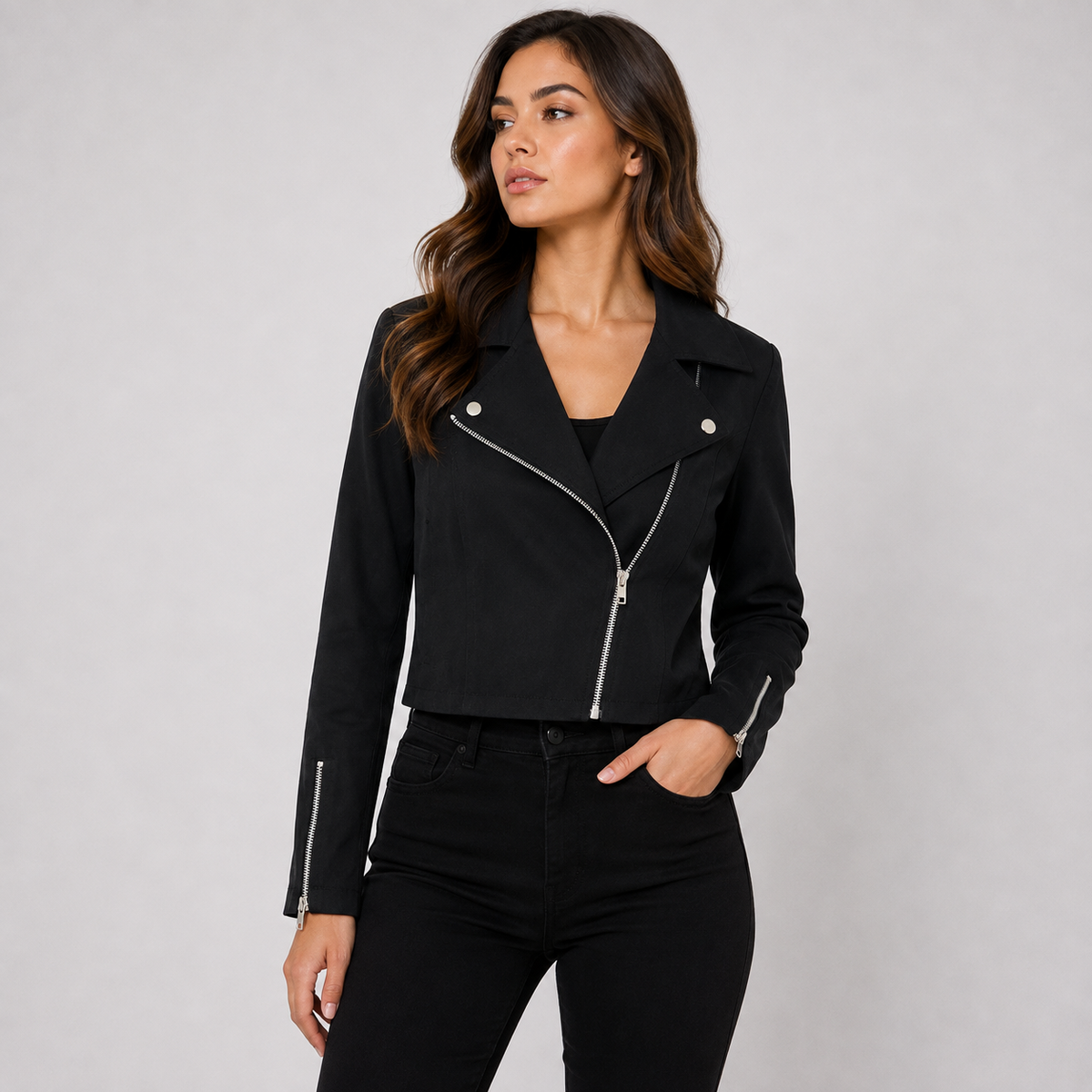 Dahlia — Veste courte zippée à col classique — Amielle Paris