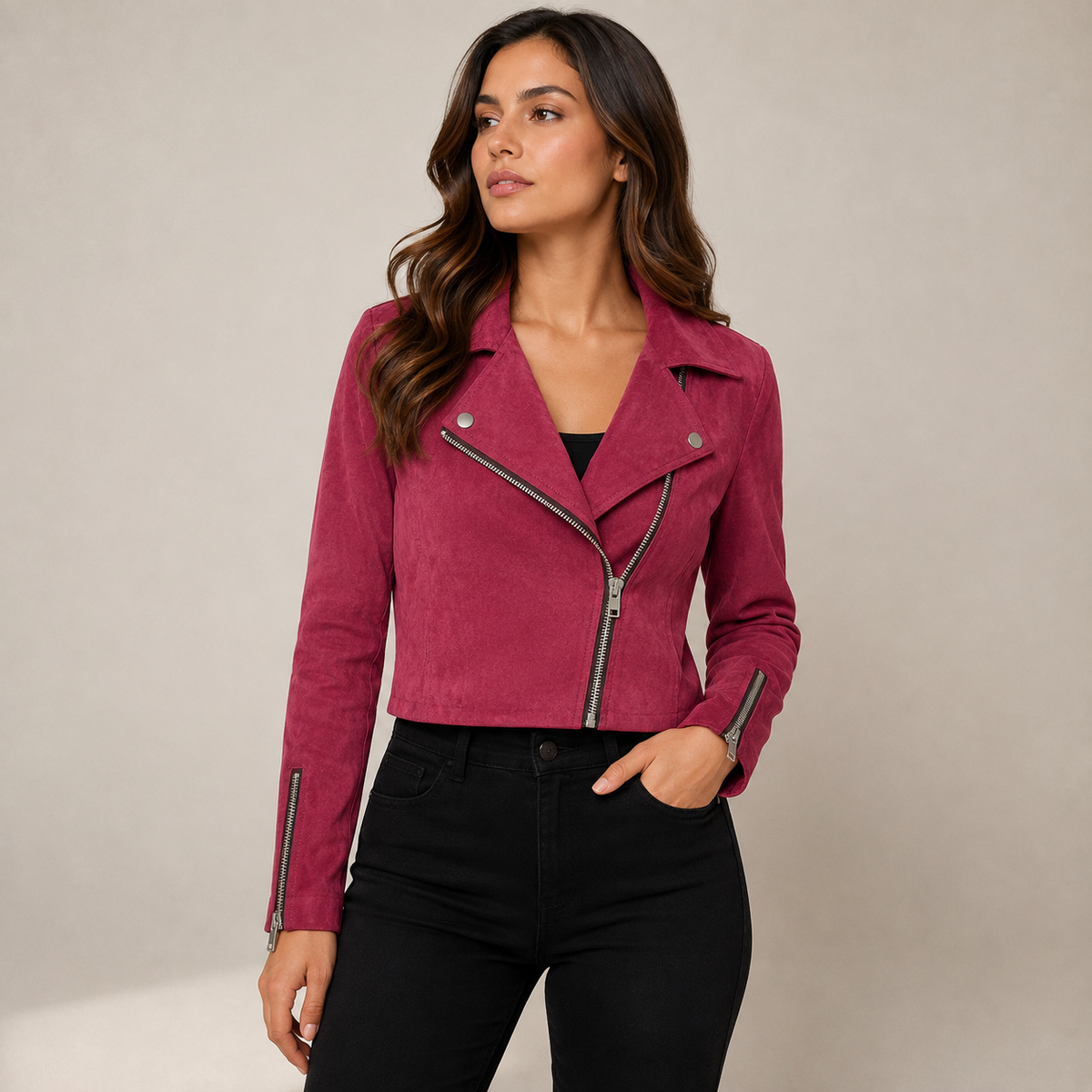 Dahlia — Veste courte zippée à col classique — Amielle Paris