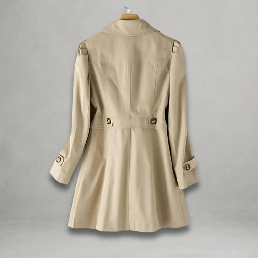 Trench long boutonné à col travaillé — Amielle Paris