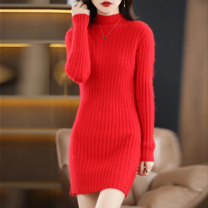 Gabriella — Robe courte côtelée à col roulé — Amielle Paris