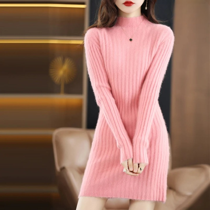 Gabriella — Robe courte côtelée à col roulé — Amielle Paris