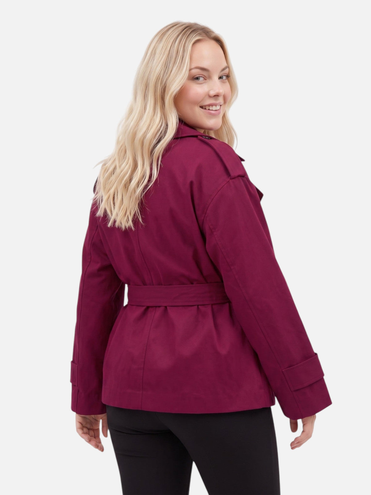Trench court ample à ceinture et larges revers — Amielle Paris