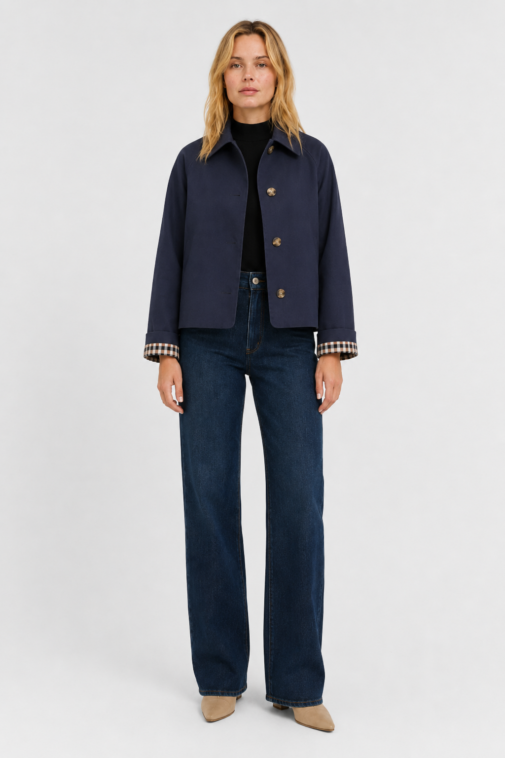 Veste légère à revers vichy — Amielle Paris
