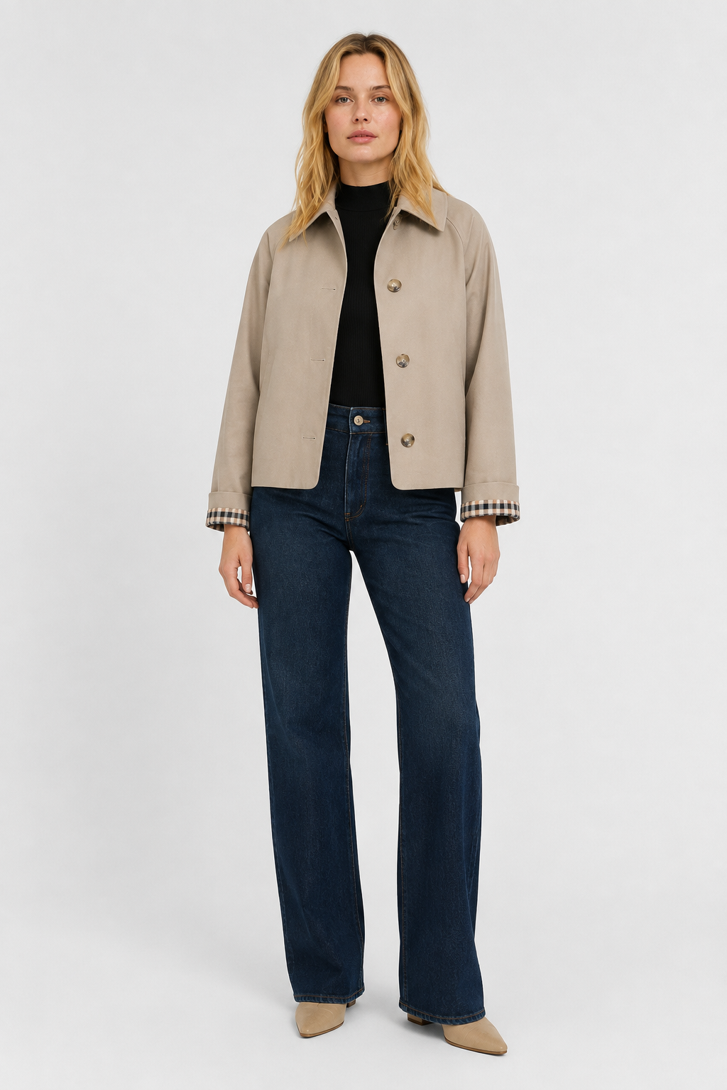 Veste légère à revers vichy — Amielle Paris