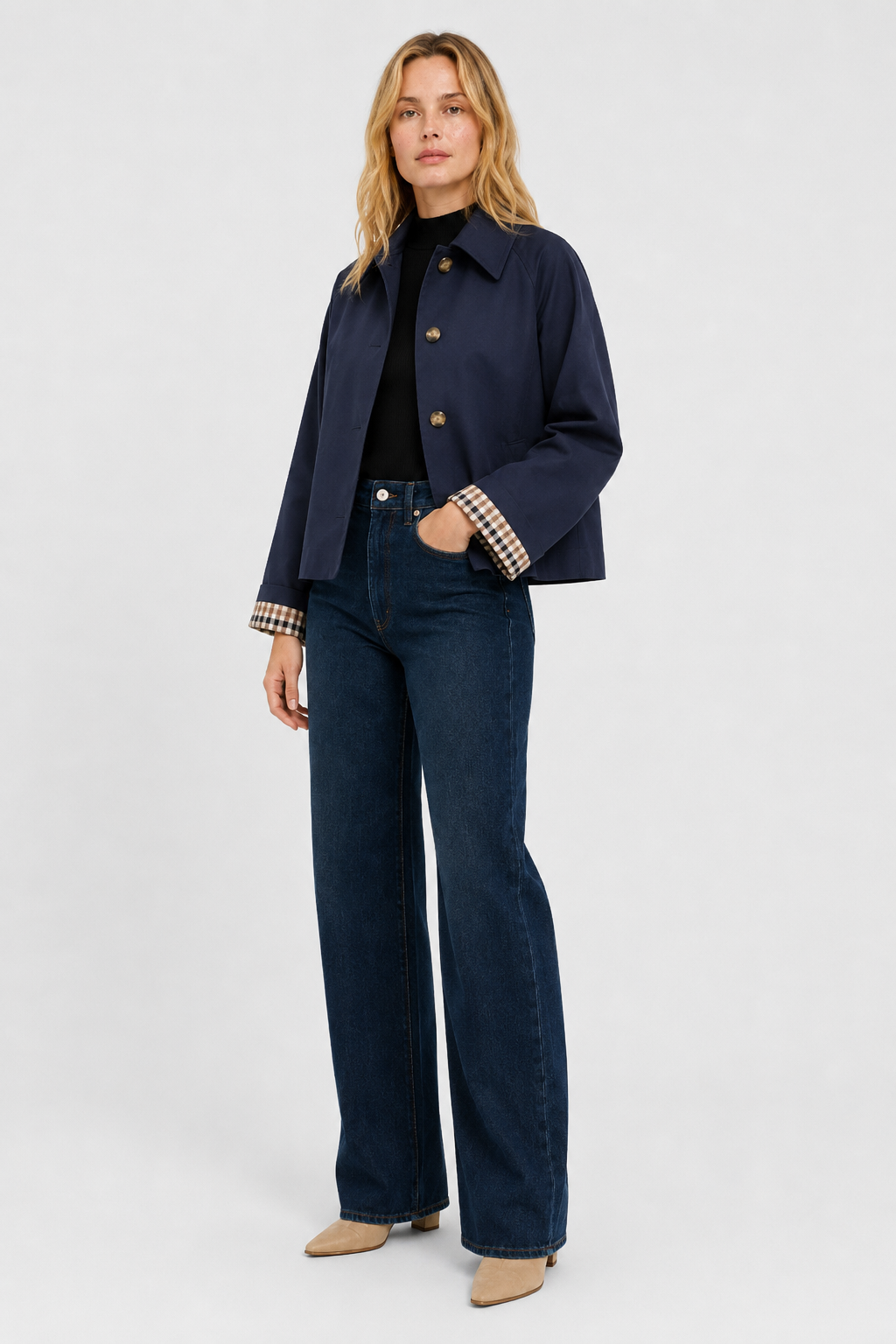 Veste légère à revers vichy — Amielle Paris