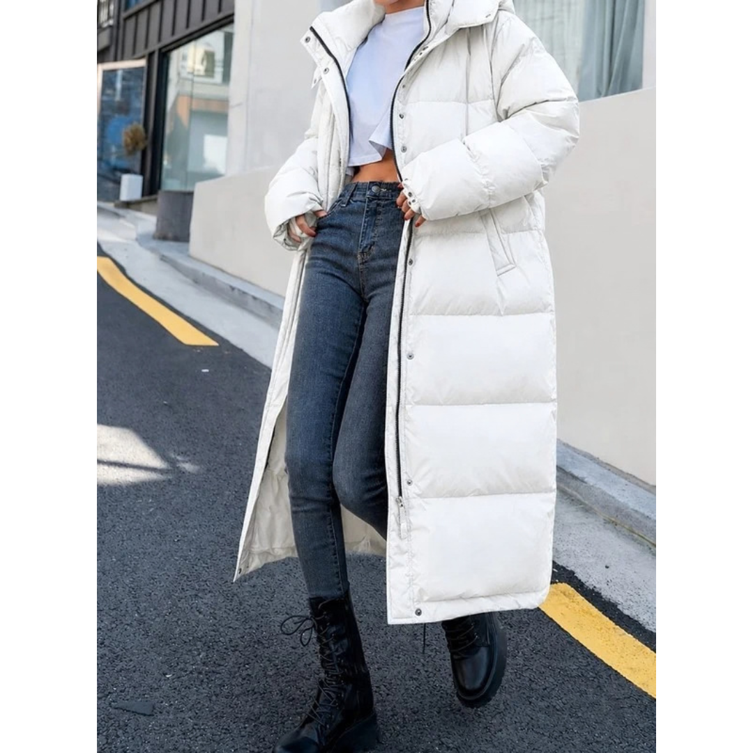 Florence — Manteau long zippé à capuche — Amielle Paris