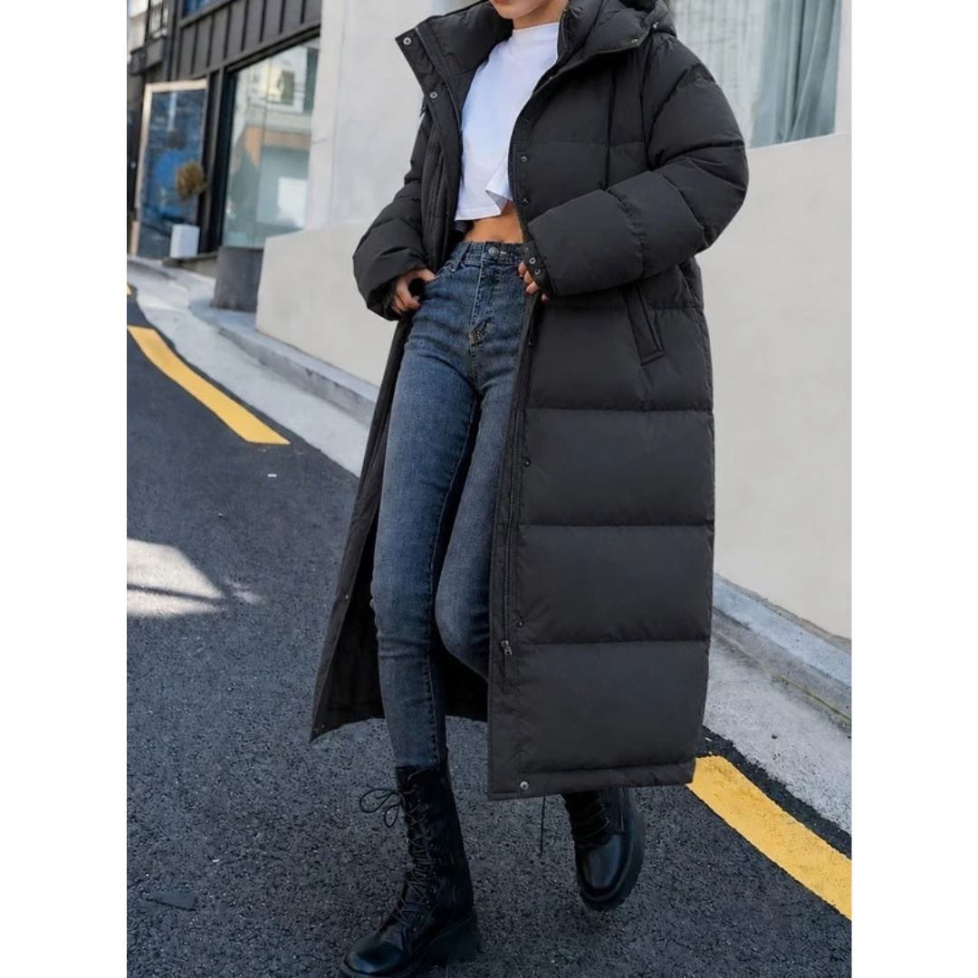 Florence — Manteau long zippé à capuche — Amielle Paris