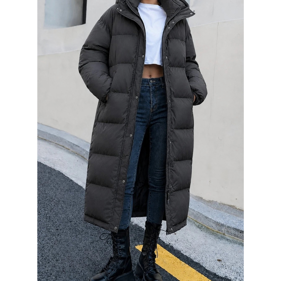 Florence — Manteau long zippé à capuche — Amielle Paris