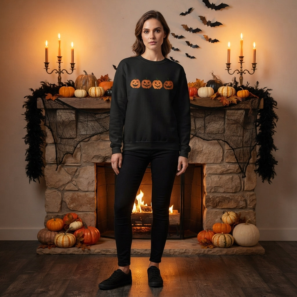 Trick & Treat — Sweat noir à citrouilles — vue principale