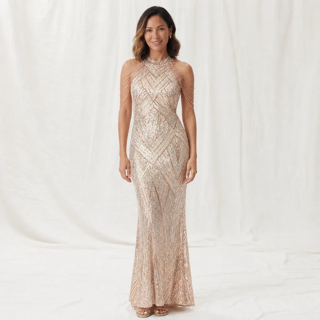 Rhian — Robe longue à sequins et col licou — vue 5