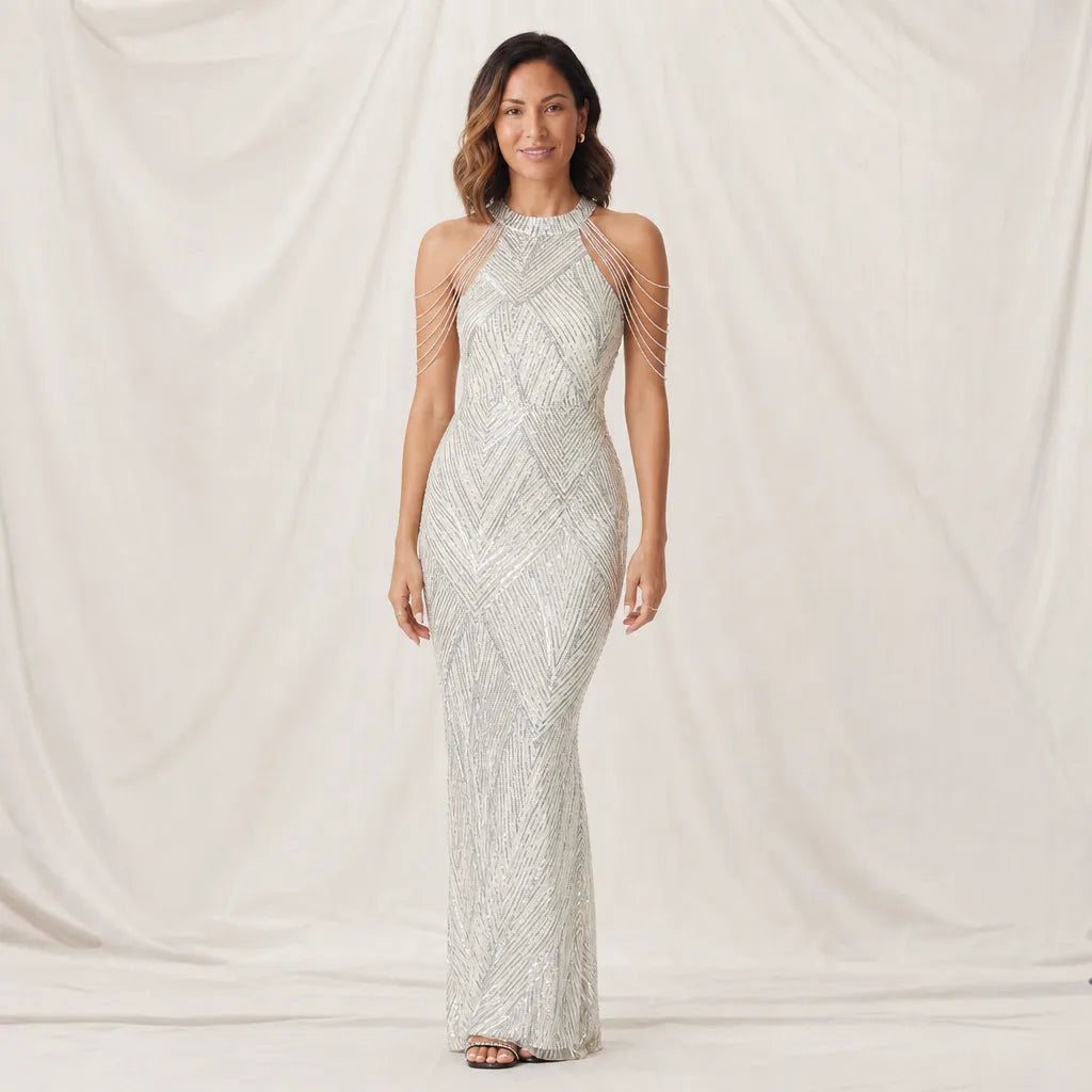 Rhian — Robe longue à sequins et col licou — vue 6