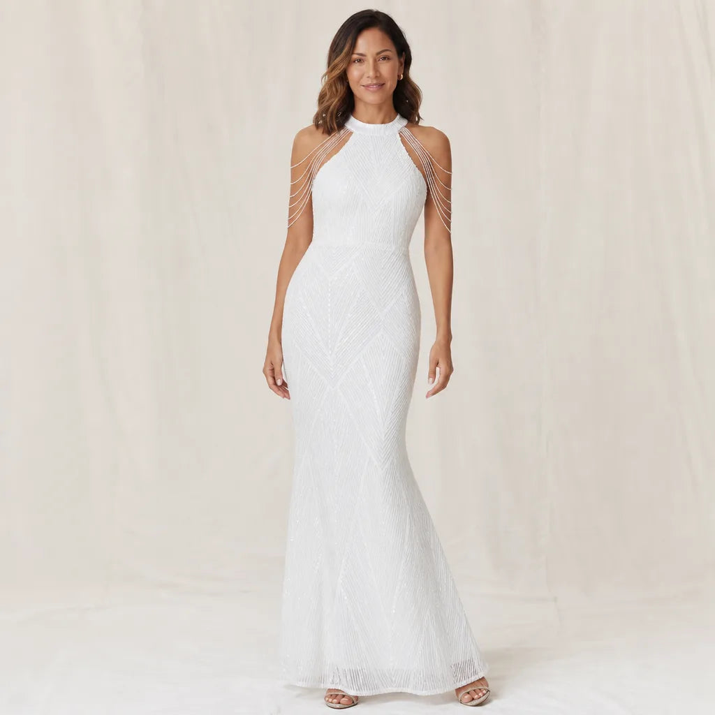 Rhian — Robe longue à sequins et col licou — vue 2