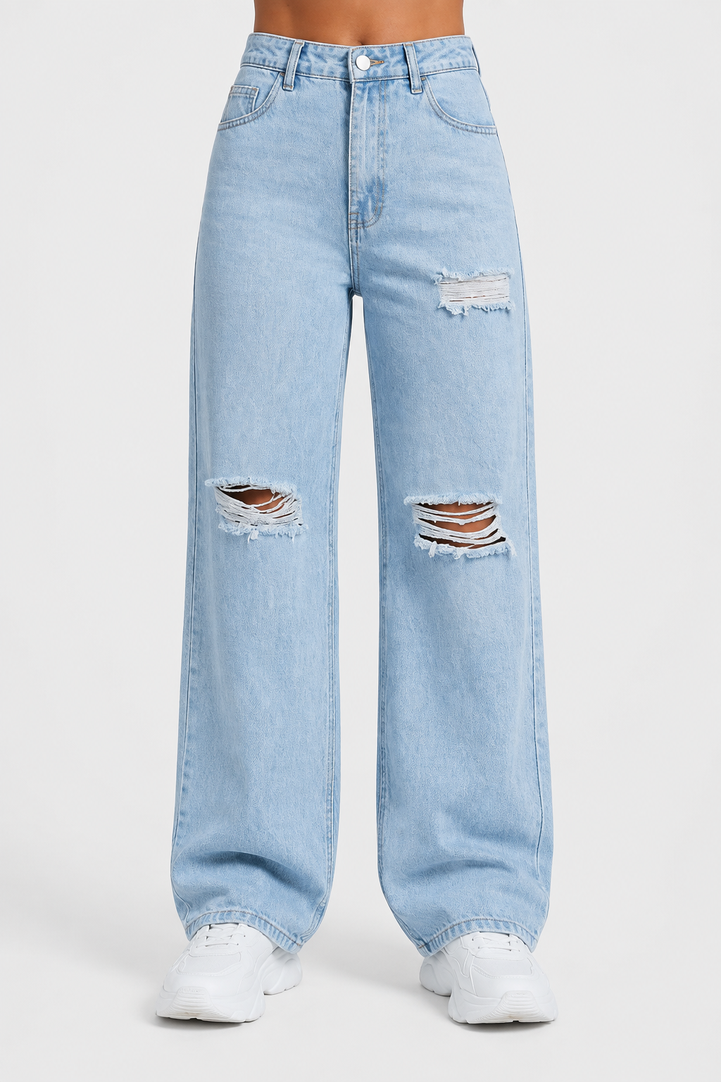 Jean large déchiré taille haute — Riley — Amielle Paris