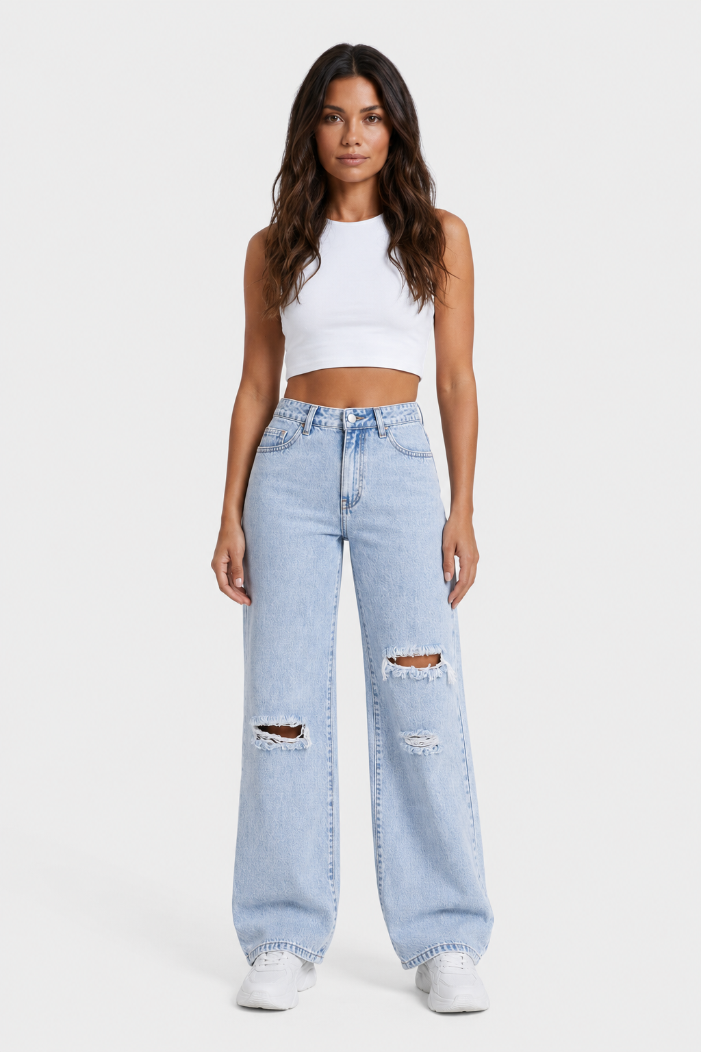 Jean large déchiré taille haute — Riley — Amielle Paris