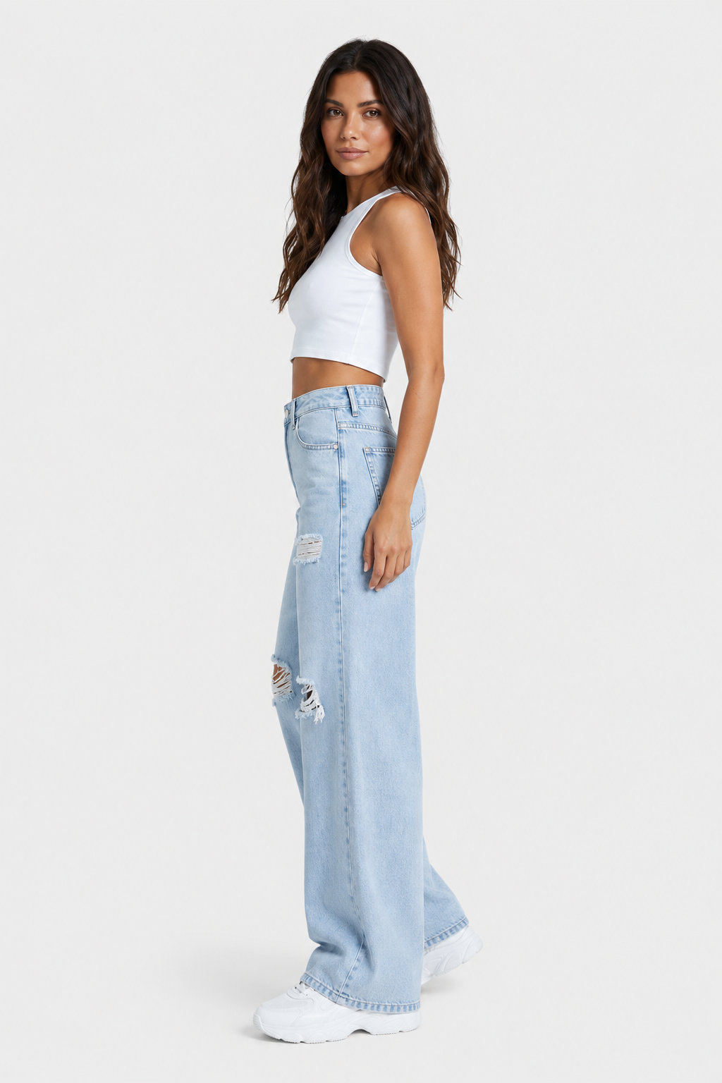 Jean large déchiré taille haute — Riley — Amielle Paris