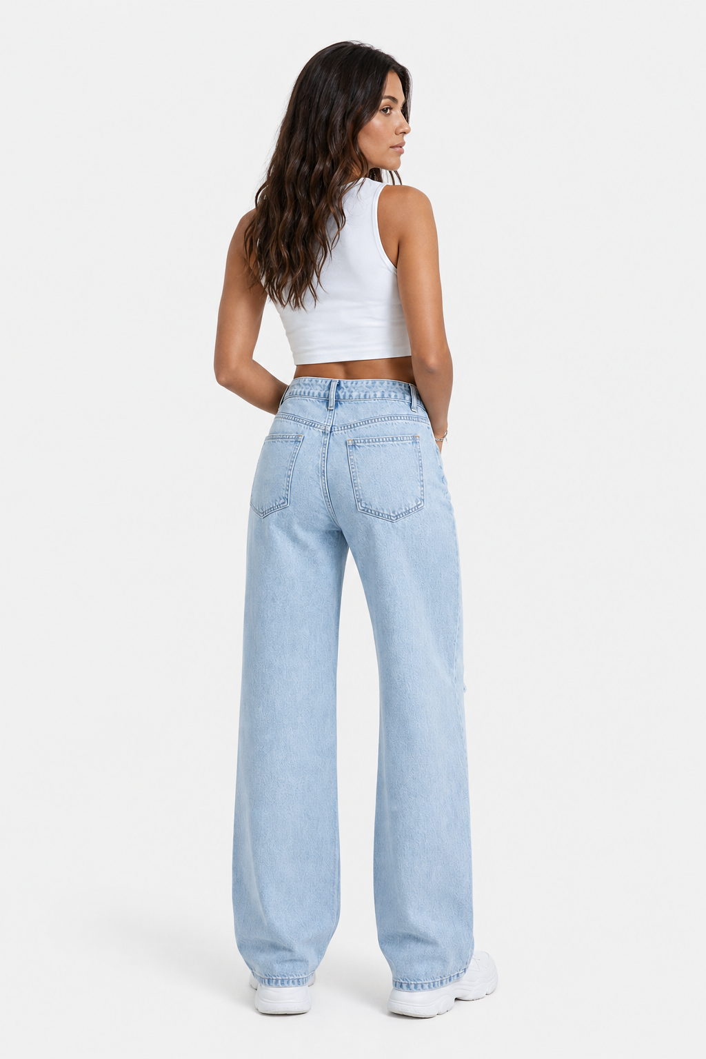Jean large déchiré taille haute — Riley — Amielle Paris