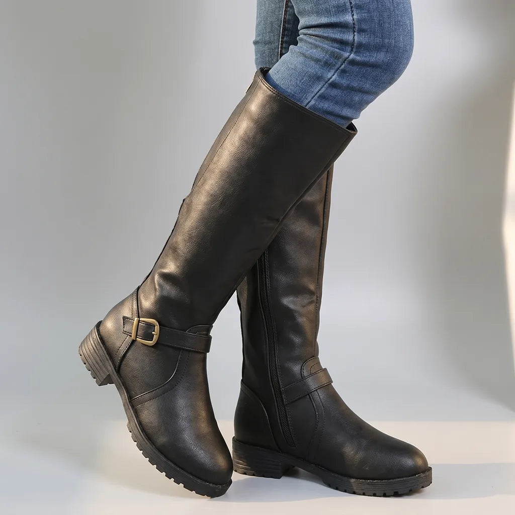 Bottes hautes à boucle et semelle crantée