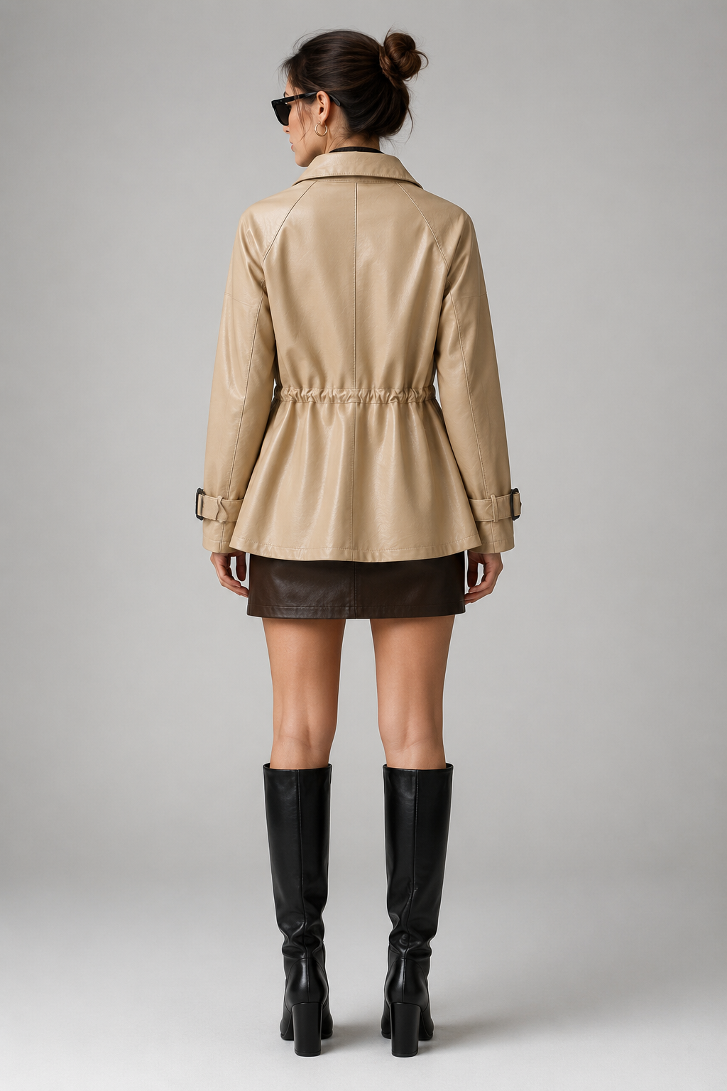 Rosie — Veste effet cuir à taille ajustable — Amielle Paris