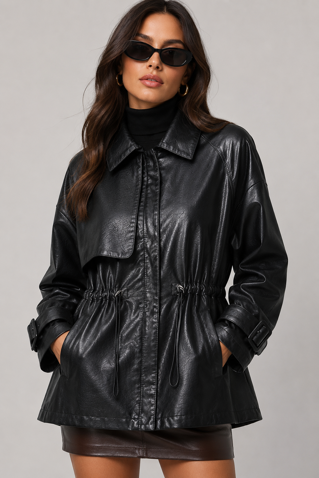 Rosie — Veste effet cuir à taille ajustable — Amielle Paris