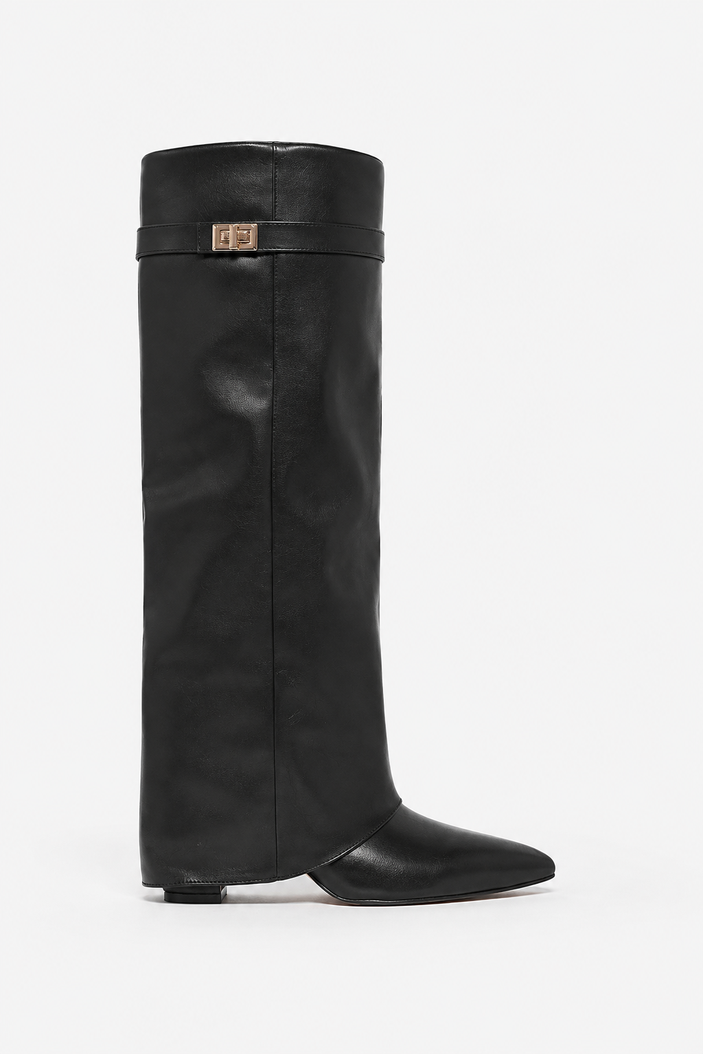 Bottes hautes à rabat et chaîne dorée