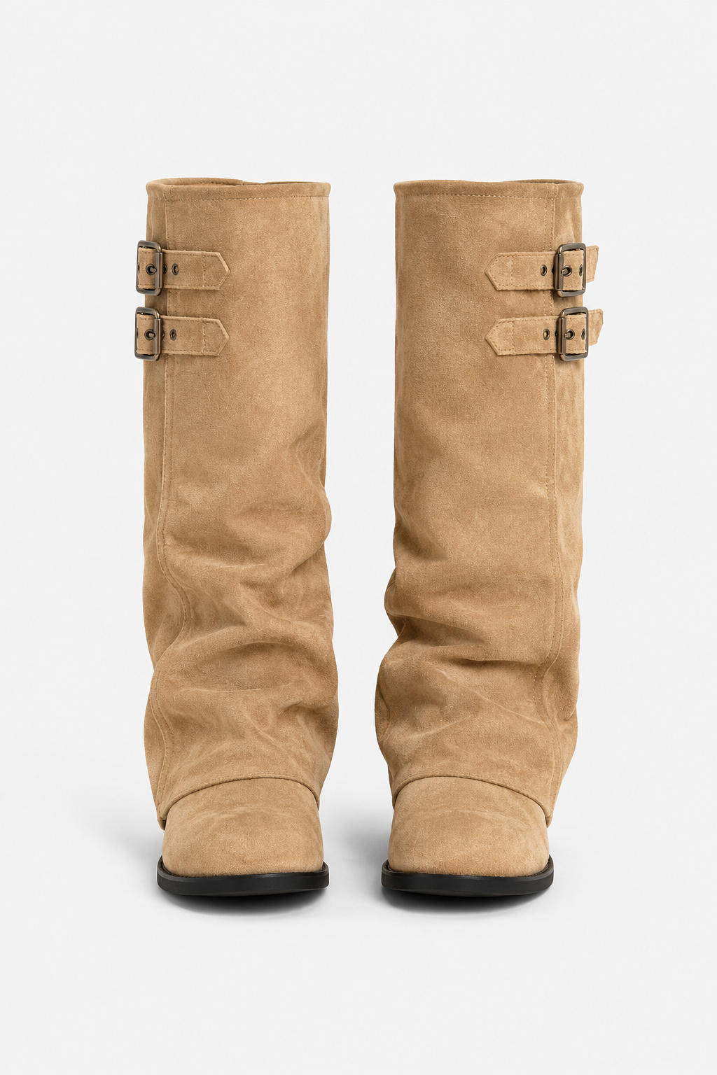 Bottes hautes zippées à talon plat Fantine — Amielle Paris