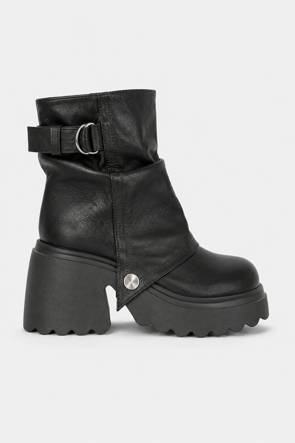 Bottines biker à plateforme crantée