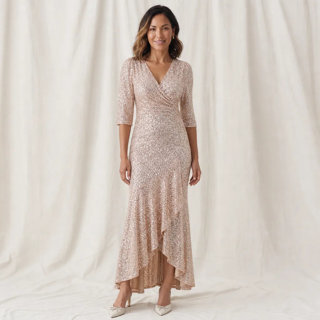 Selene — Robe à sequins et ourlet volanté — vue 3