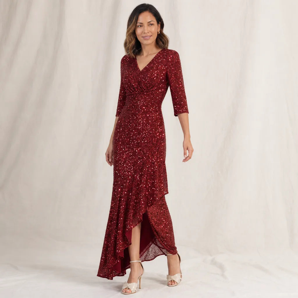 Selene — Robe à sequins et ourlet volanté — vue 2