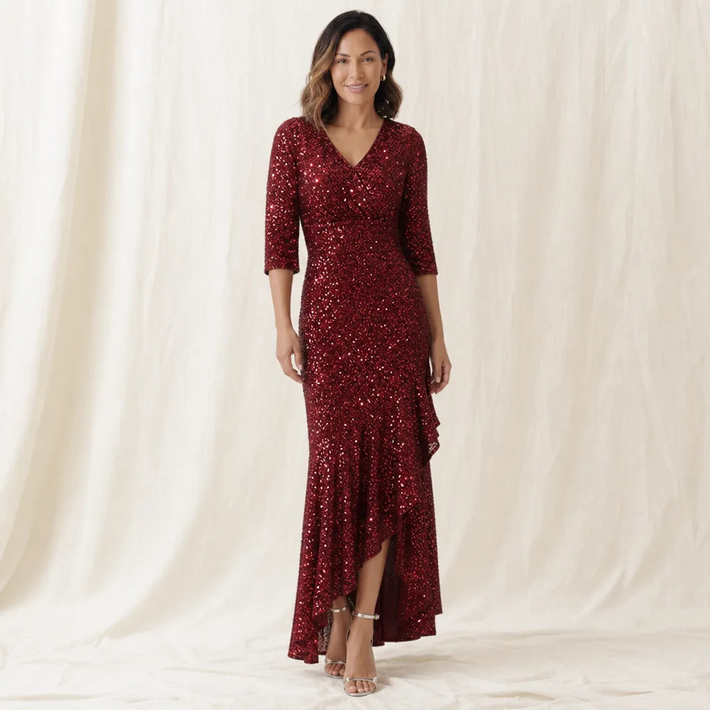 Selene — Robe à sequins et ourlet volanté — vue principale