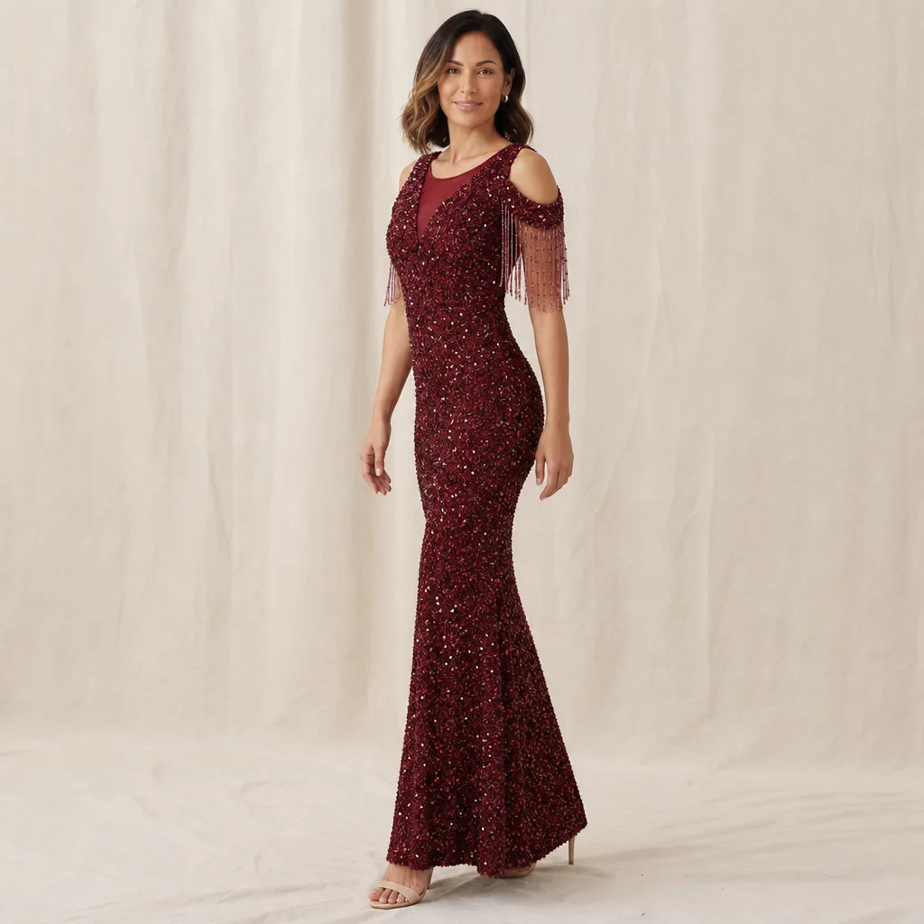 Seraphina — Robe longue à sequins et franges — vue principale