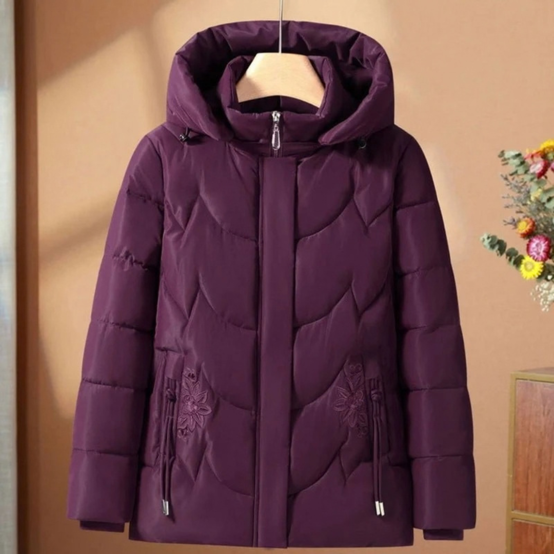 Greta — Veste matelassée à détails fleuris — Amielle Paris