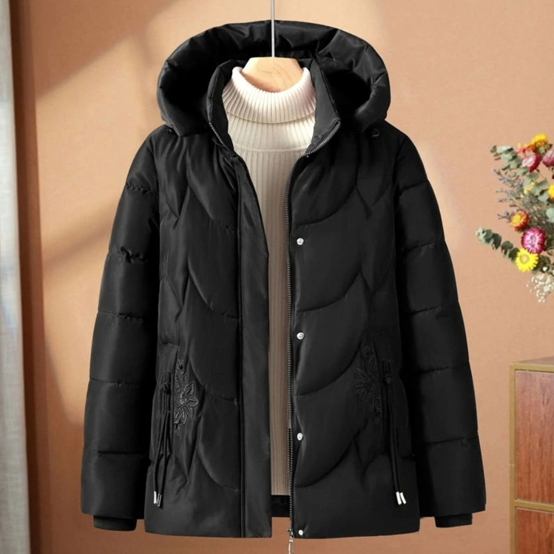 Greta — Veste matelassée à détails fleuris — Amielle Paris