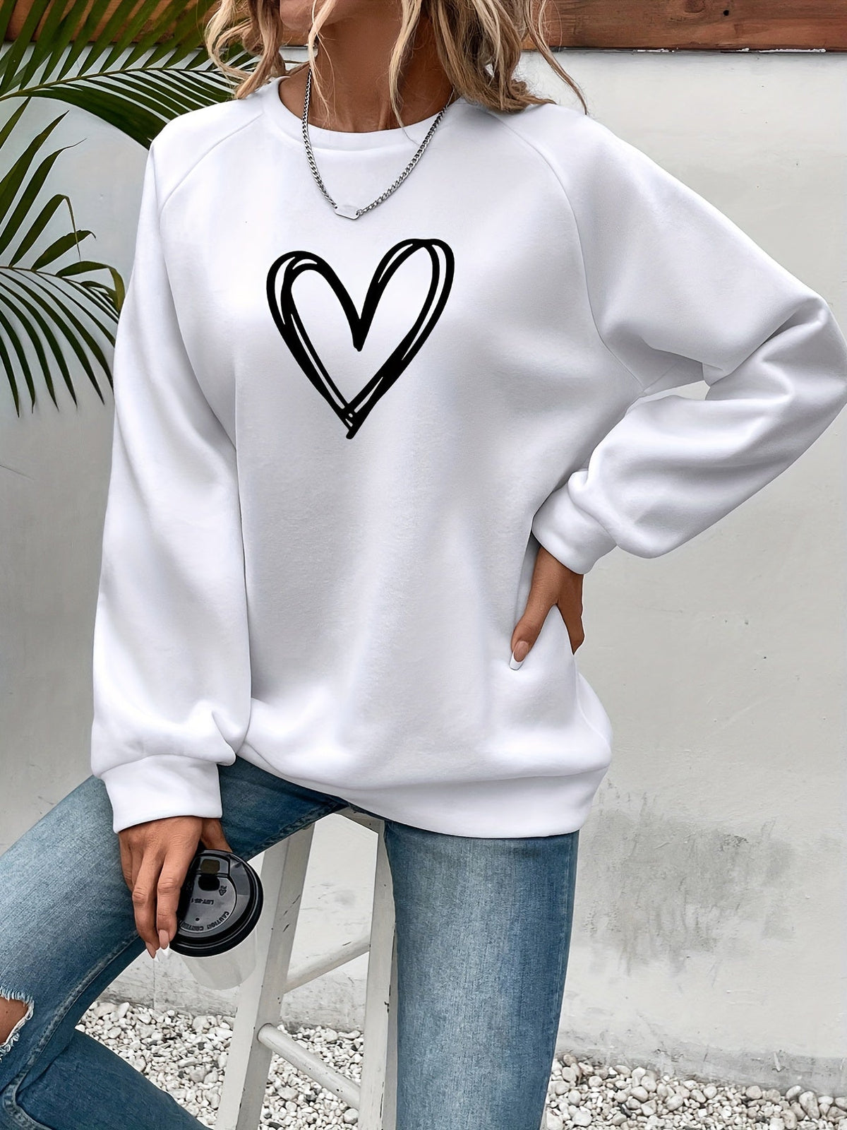 Sweat ample à motif cœurs — Amielle Paris
