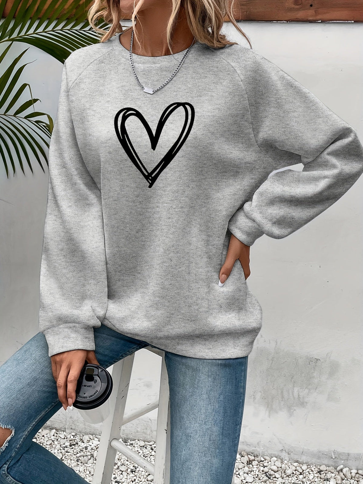 Sweat ample à motif cœurs — Amielle Paris