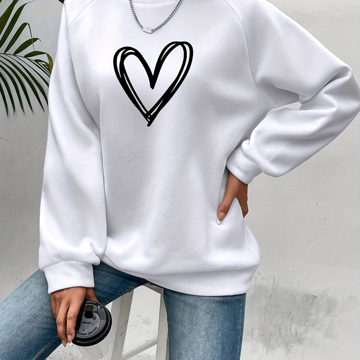 Sweat ample à motif cœurs — Amielle Paris