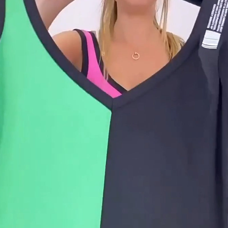 Evelyn — Robe en maille sans manches bicolore — Amielle Paris