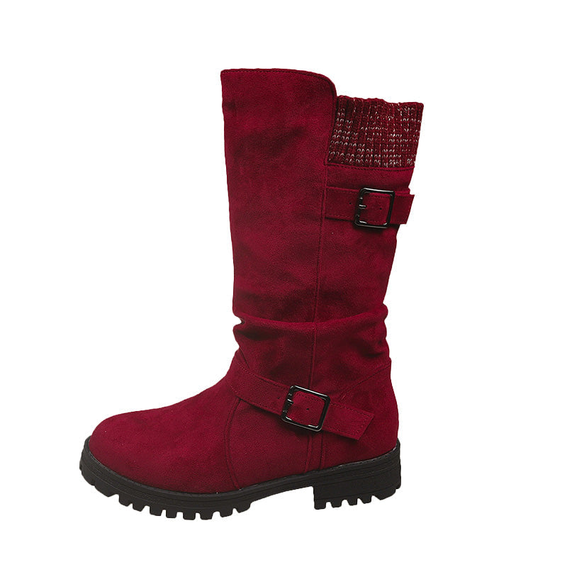 Xenia — Bottes aspect daim à boucles décoratives — Amielle Paris