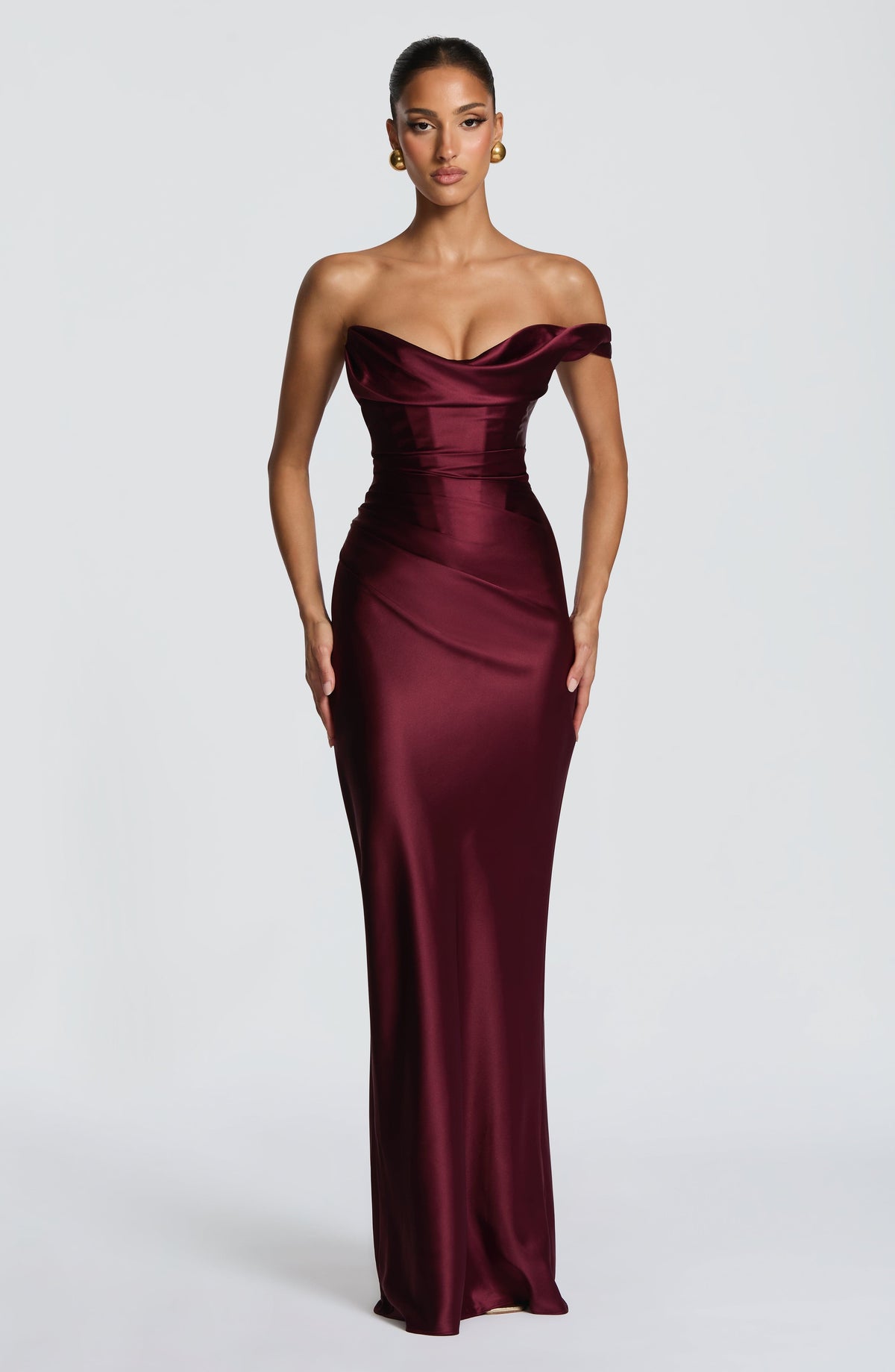 Robe longue satinée à une épaule — Eurydice — Amielle Paris