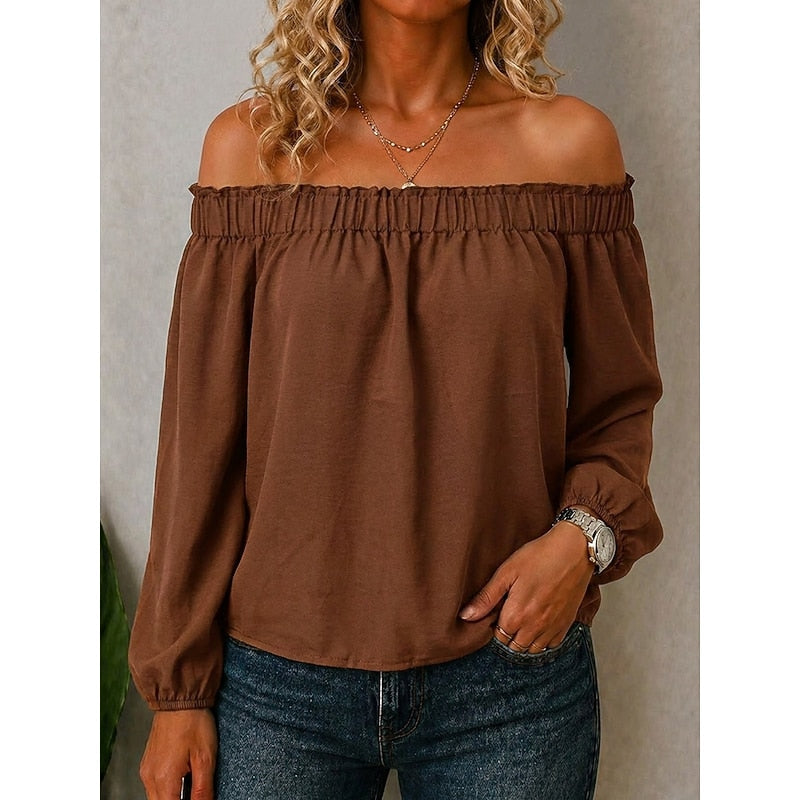 Blouse à épaules dénudées et volants — Amielle Paris