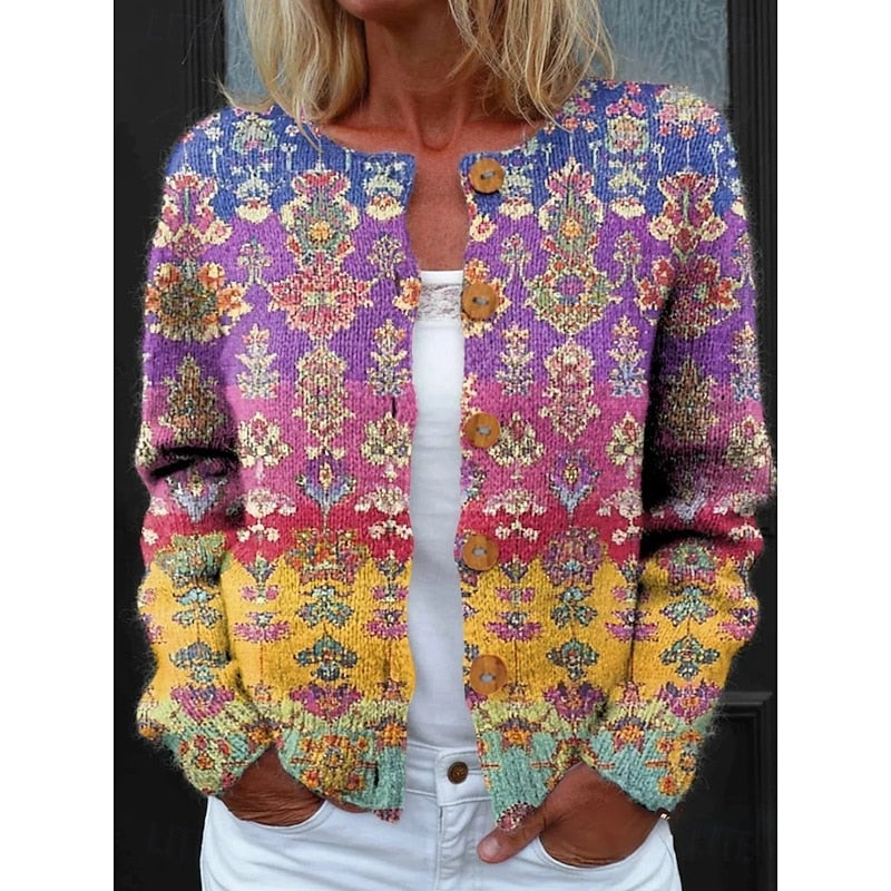 Renata | Gilet boutonné à motifs fleuris — Amielle Paris